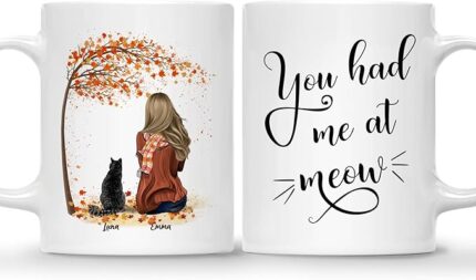 CAT COFFEE MUG – Unisex Casual Mug for Men & Women with Letter Print