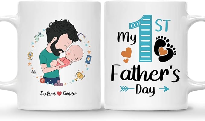 FIRST FATHER MUG – Unisex Casual Mug for Men & Women with Letter Print