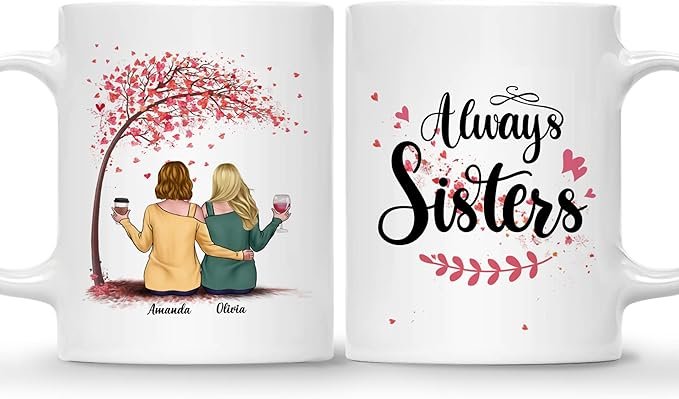 Sister Coffee Mug - Sister Gift for Women with Avatars, Names
