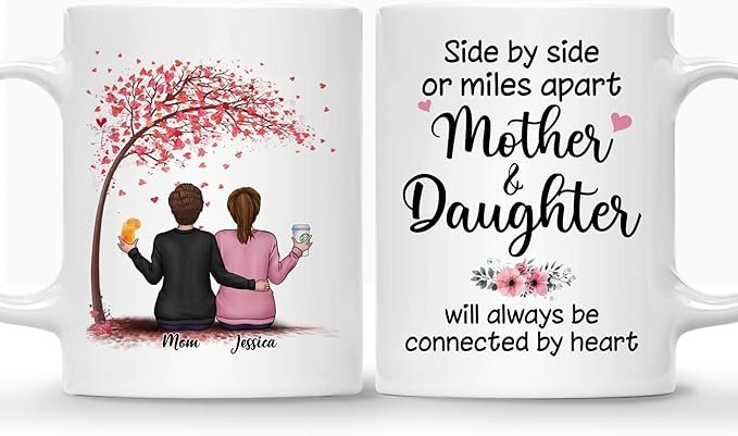 Mom Mug - The Love Between Mother and Daughter Is Forever - Birthday, Mother's Day Gift With Avatars, Names - Mug for Mom - Image 5