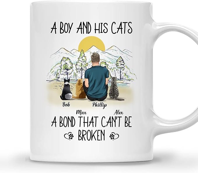Cat Dad Coffee Mug - Cat Lover Gift for Men with Design, Name, Cat Breed - Birthday, Fathers Day Cat Owner Gift - الصورة 6