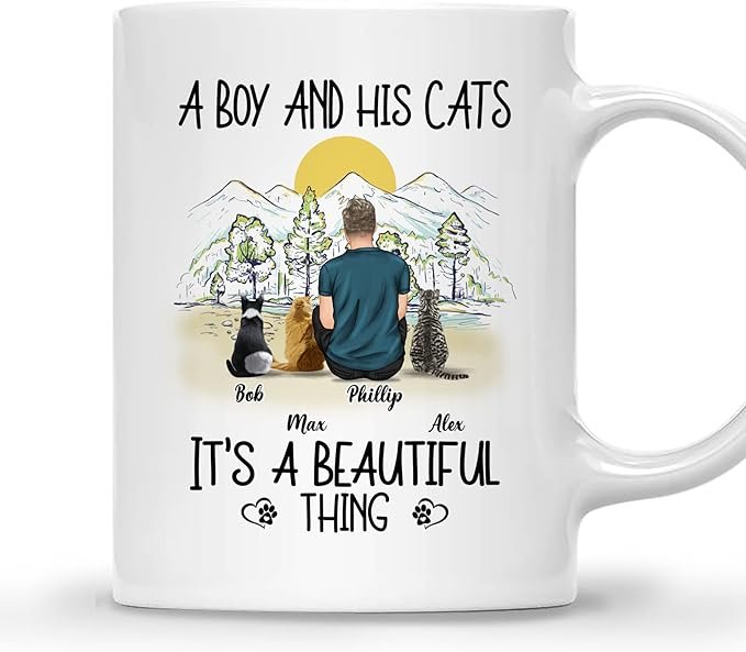 Cat Dad Coffee Mug - Cat Lover Gift for Men with Design, Name, Cat Breed - Birthday, Fathers Day Cat Owner Gift - الصورة 7