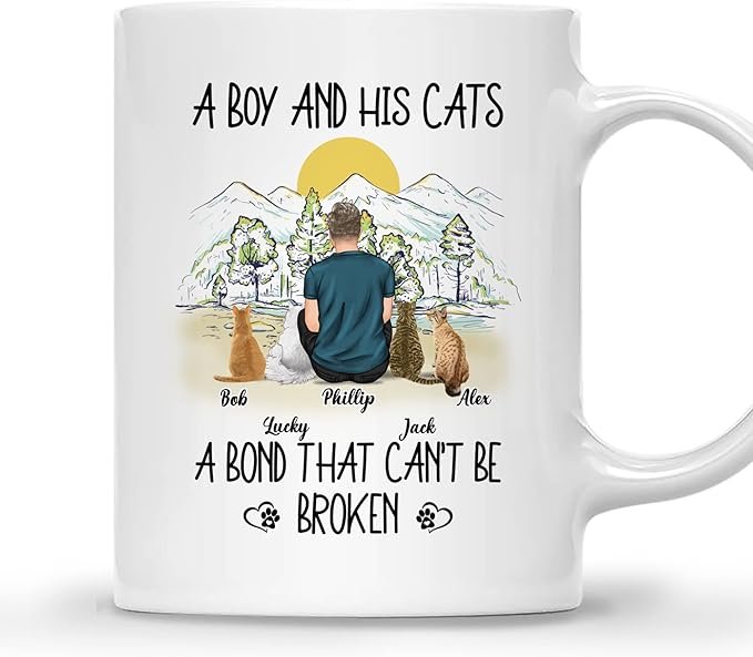 Cat Dad Coffee Mug - Cat Lover Gift for Men with Design, Name, Cat Breed - Birthday, Fathers Day Cat Owner Gift - الصورة 9