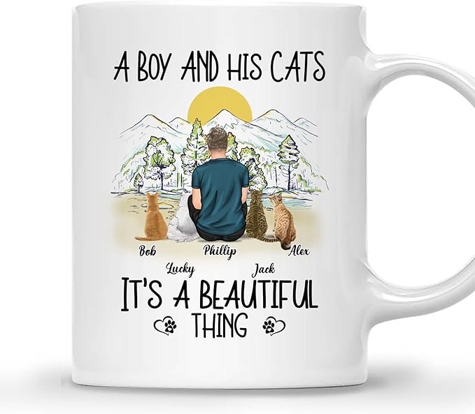 Cat Dad Coffee Mug - Cat Lover Gift for Men with Design, Name, Cat Breed - Birthday, Fathers Day Cat Owner Gift - الصورة 10