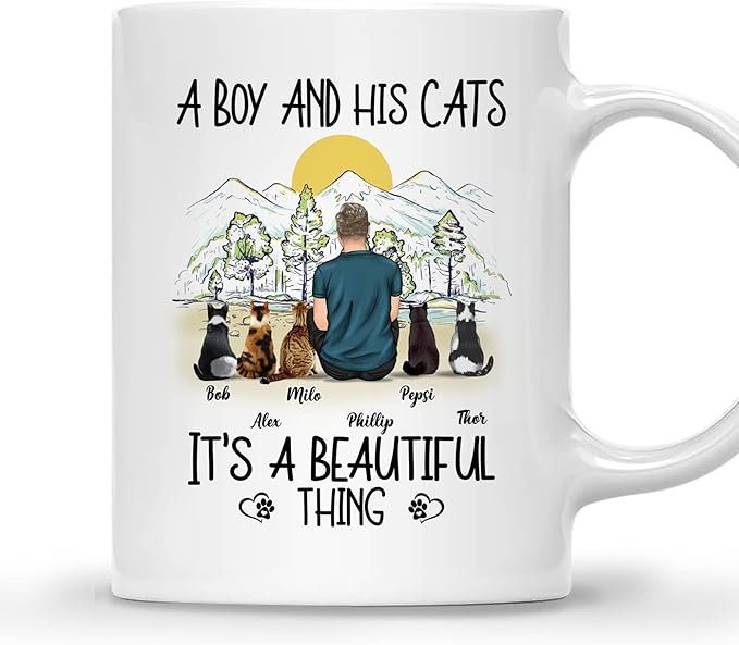 Cat Dad Coffee Mug - Cat Lover Gift for Men with Design, Name, Cat Breed - Birthday, Fathers Day Cat Owner Gift - الصورة 13