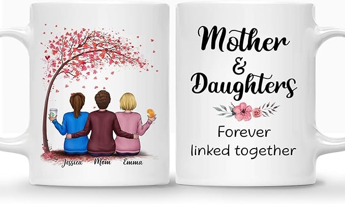 Mom Mug - The Love Between Mother and Daughter Is Forever - Birthday, Mother's Day Gift With Avatars, Names - Mug for Mom - Image 9