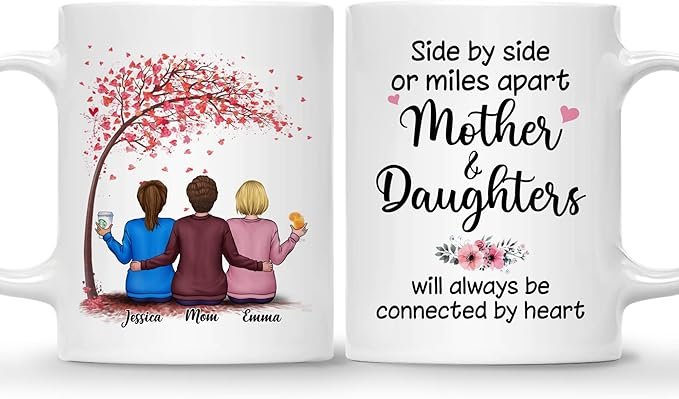 Mom Mug - The Love Between Mother and Daughter Is Forever - Birthday, Mother's Day Gift With Avatars, Names - Mug for Mom - Image 8