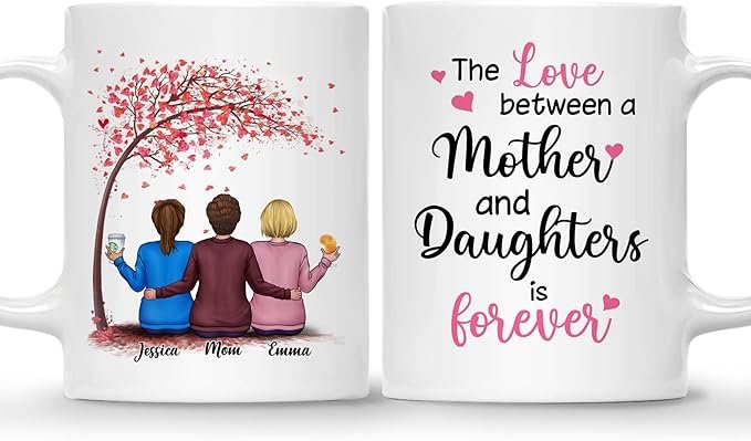 Mom Mug - The Love Between Mother and Daughter Is Forever - Birthday, Mother's Day Gift With Avatars, Names - Mug for Mom - Image 10