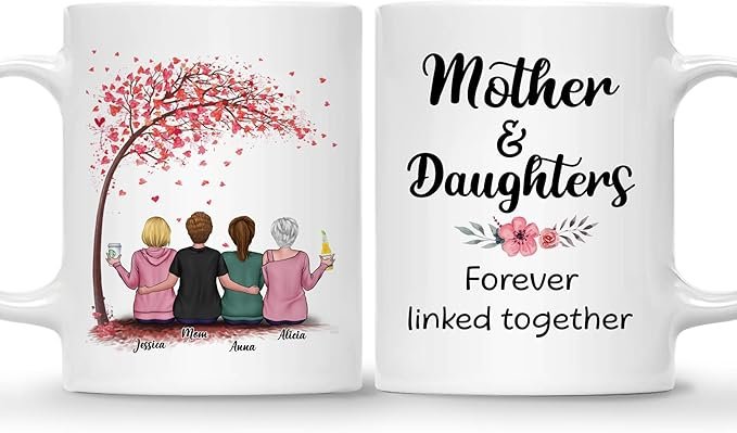 Mom Mug - The Love Between Mother and Daughter Is Forever - Birthday, Mother's Day Gift With Avatars, Names - Mug for Mom - Image 13