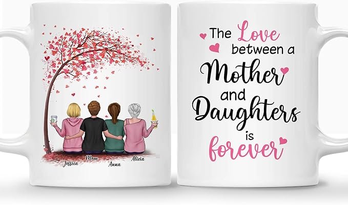 Mom Mug - The Love Between Mother and Daughter Is Forever - Birthday, Mother's Day Gift With Avatars, Names - Mug for Mom - Image 14