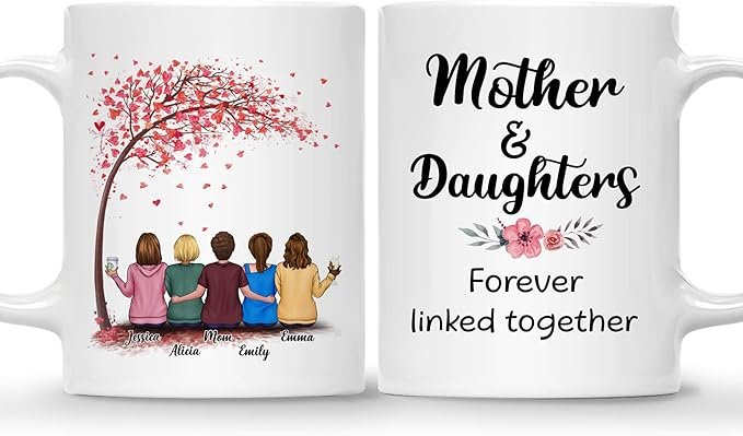 Mom Mug - The Love Between Mother and Daughter Is Forever - Birthday, Mother's Day Gift With Avatars, Names - Mug for Mom - Image 17