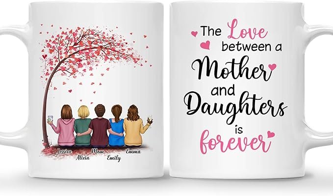 Mom Mug - The Love Between Mother and Daughter Is Forever - Birthday, Mother's Day Gift With Avatars, Names - Mug for Mom - Image 18