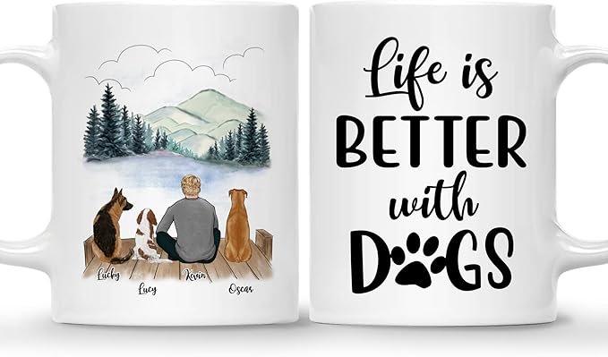 Life is Better with Dog Coffee Mug - Gift for Dog Lover Men with Design, Dog Breeds - Birthday, Fathers Day, Dog Owner Gift - Image 14