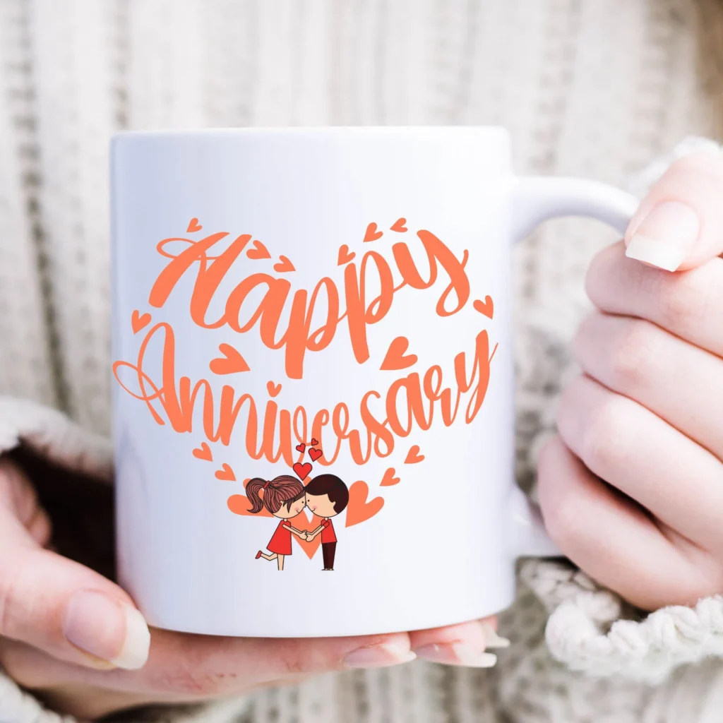 HAPPY ANNIVERSARY Mug | Printed Ceramic 11oz Coffee Mug for Couples