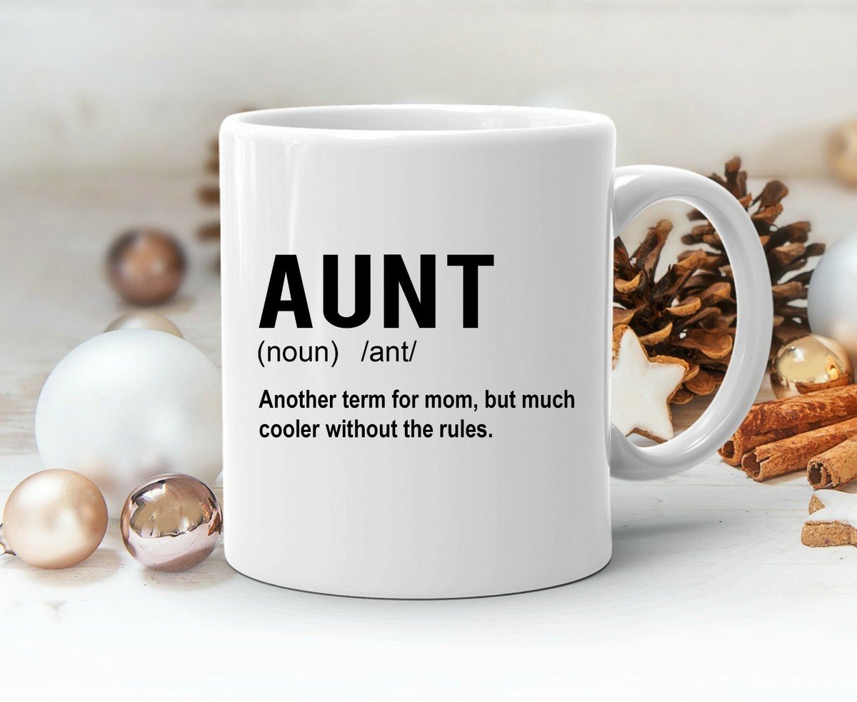AUNT PRINTED MUG | Printed Ceramic 11oz Coffee Mug for Aunts