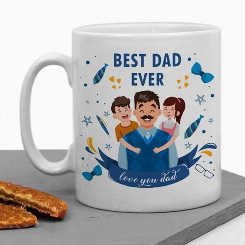 BEST DAD EVER Mug | Printed Ceramic 11oz Coffee Mug for Fathers