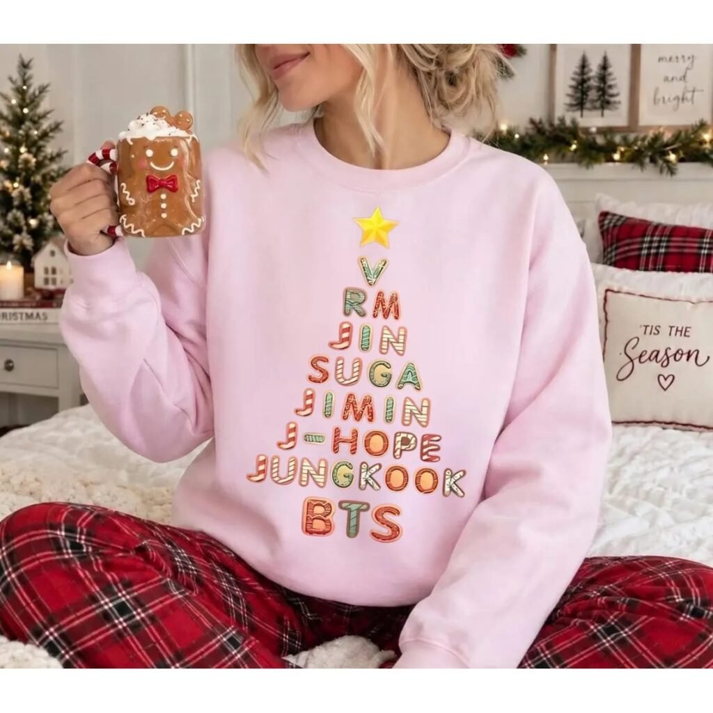 BTS Sweatshirt with festive fan-made artwork in a chosen colour