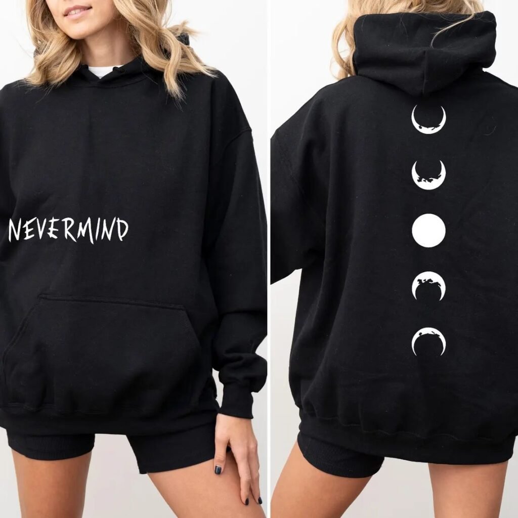 BTS Hoodie with fan-made moon phases tattoo artwork, worn as a pullover