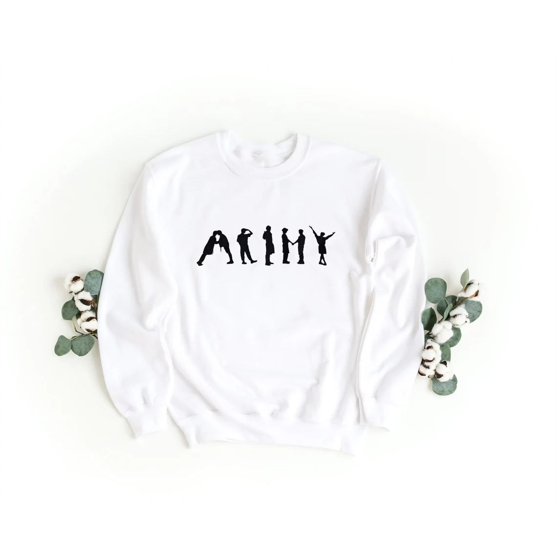 BTS Sweatshirt in a chosen colour featuring pop-inspired artwork, displayed flat on a neutral background.