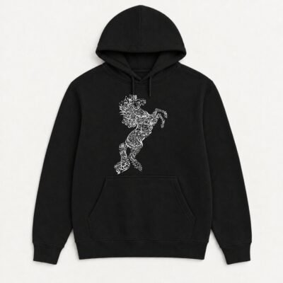 Koreaboo Hoodie – Horse Artwork design in Black – K-pop merch UAE