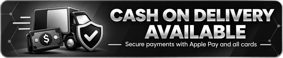 Cash on delivery available. Secure payments with Apple Pay and all cards
