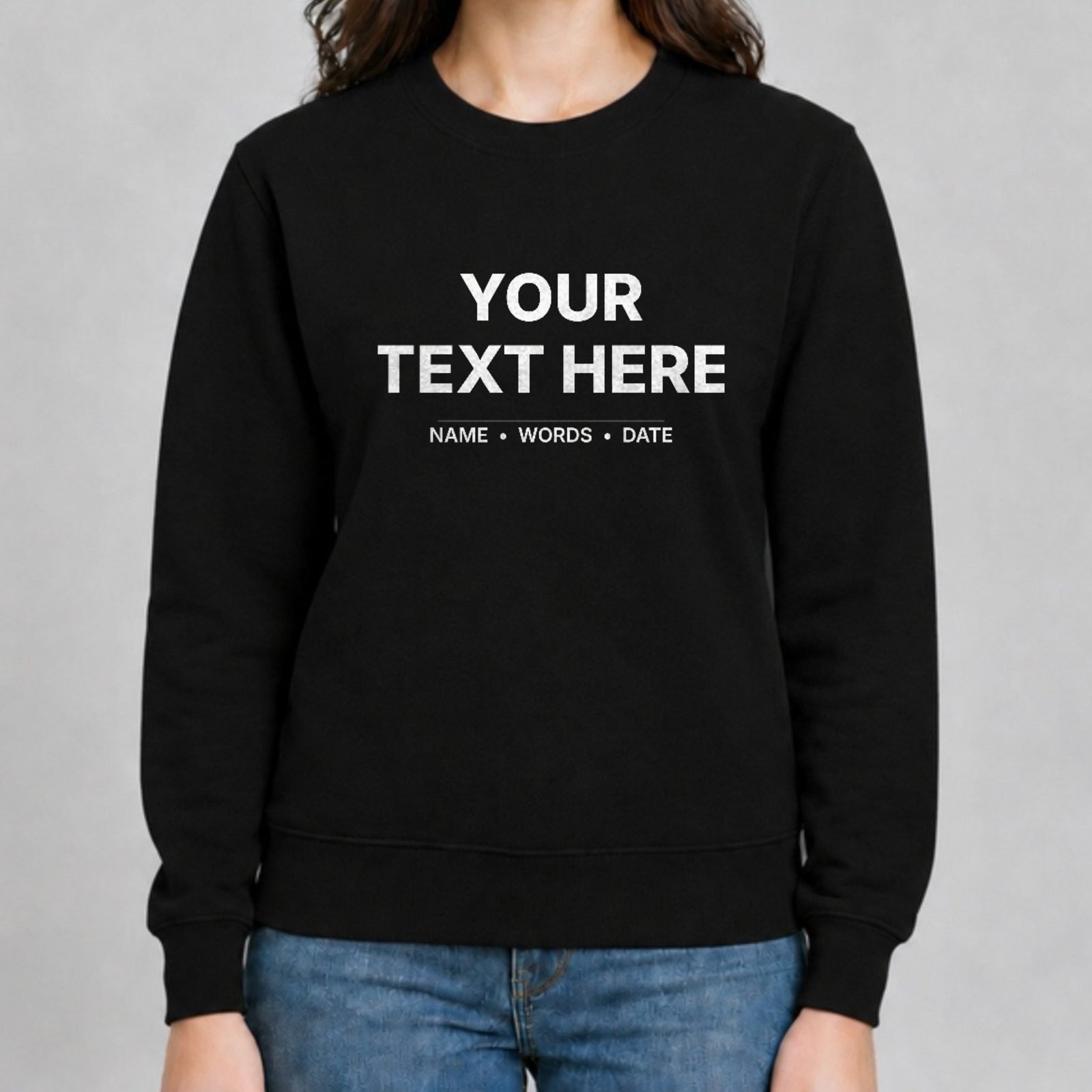 Custom Sweatshirt – personalised with your own text in Black – Koreaboo UAE