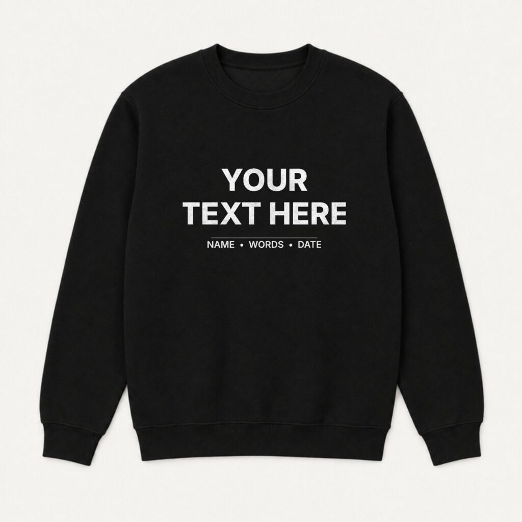 Custom Sweatshirt – personalised with your own text in Black – Koreaboo UAE