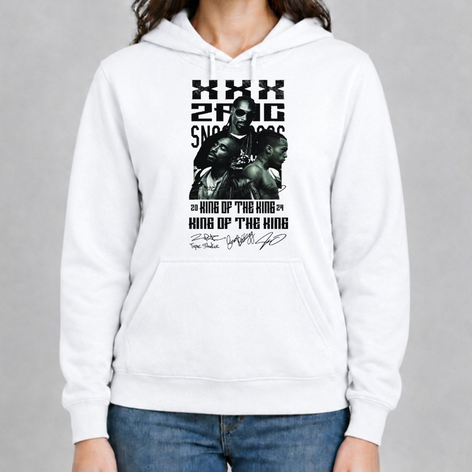 Koreaboo Hoodie – TUPAC - XXXTentacion - Snoop Dogg design in White – K-pop merch UAE