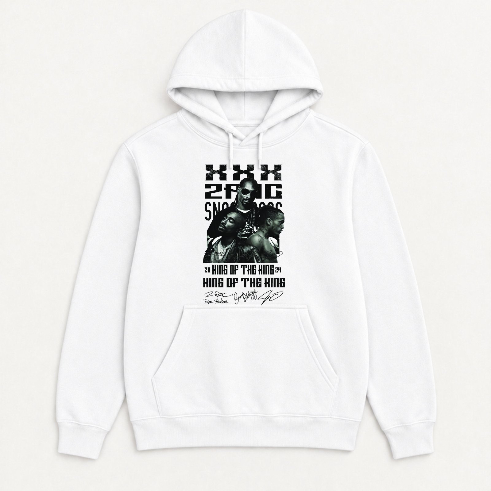 Koreaboo Hoodie – TUPAC - XXXTentacion - Snoop Dogg design in White – K-pop merch UAE