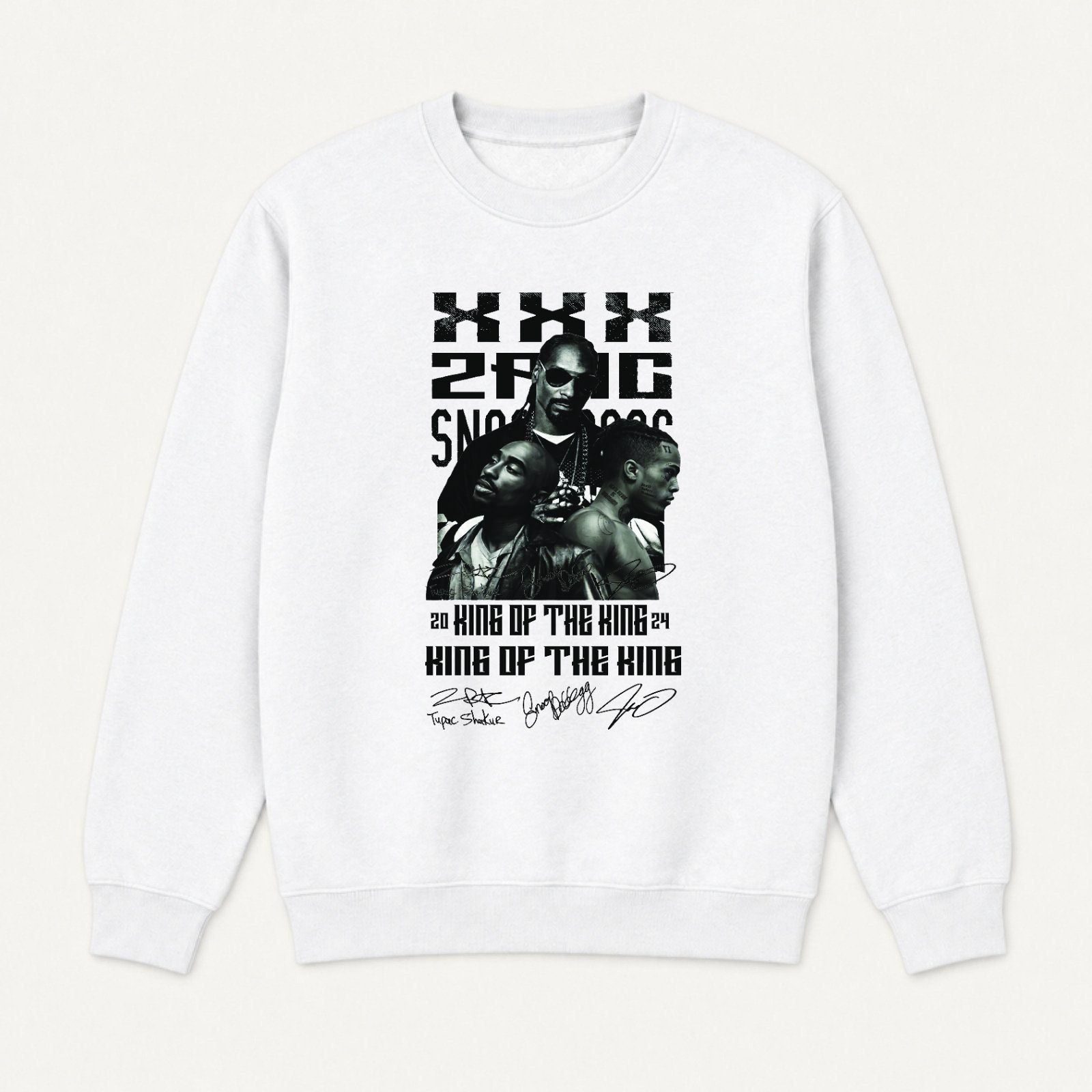 Koreaboo Sweatshirt – TUPAC - XXXTentacion - Snoop Dogg design in White – K-pop merch UAE