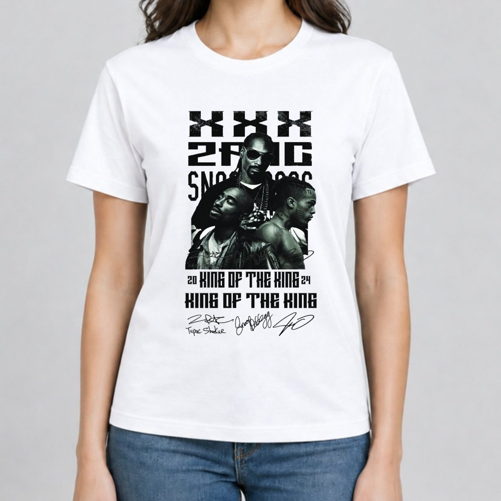 Koreaboo T-Shirt – TUPAC - XXXTentacion - Snoop Dogg design in White – K-pop merch UAE