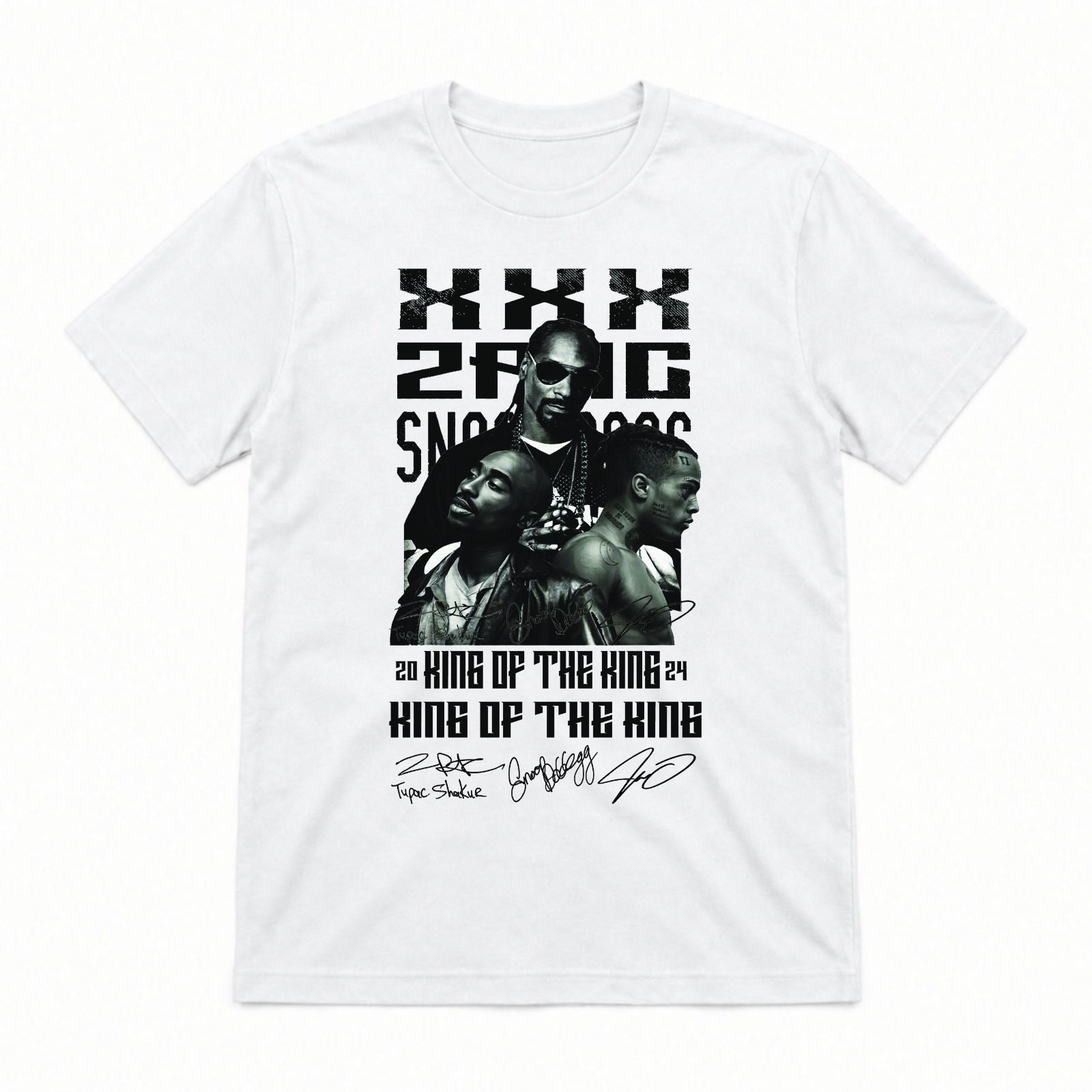 Koreaboo T-Shirt – TUPAC - XXXTentacion - Snoop Dogg design in White – K-pop merch UAE