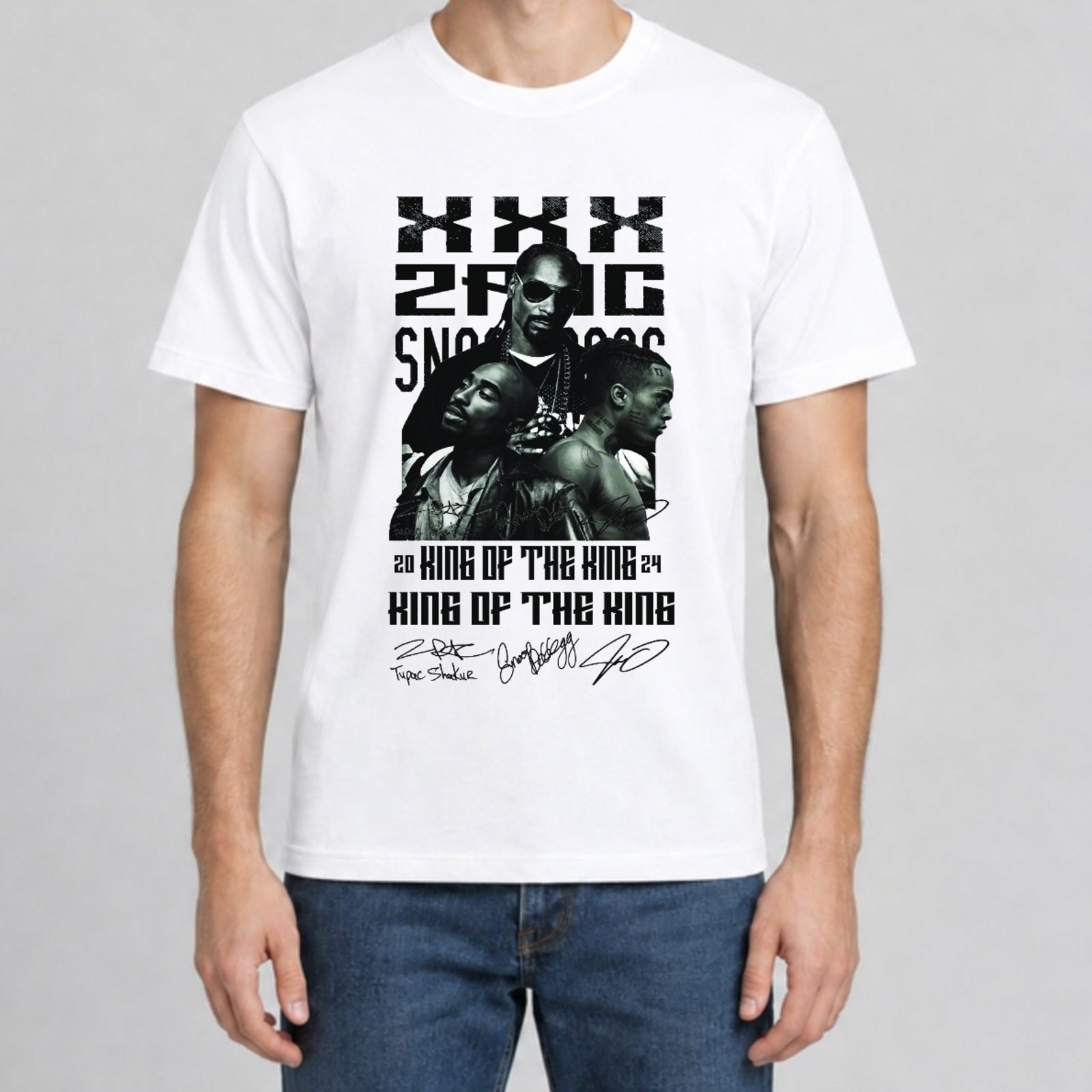 Koreaboo T-Shirt – TUPAC - XXXTentacion - Snoop Dogg design in White – K-pop merch UAE